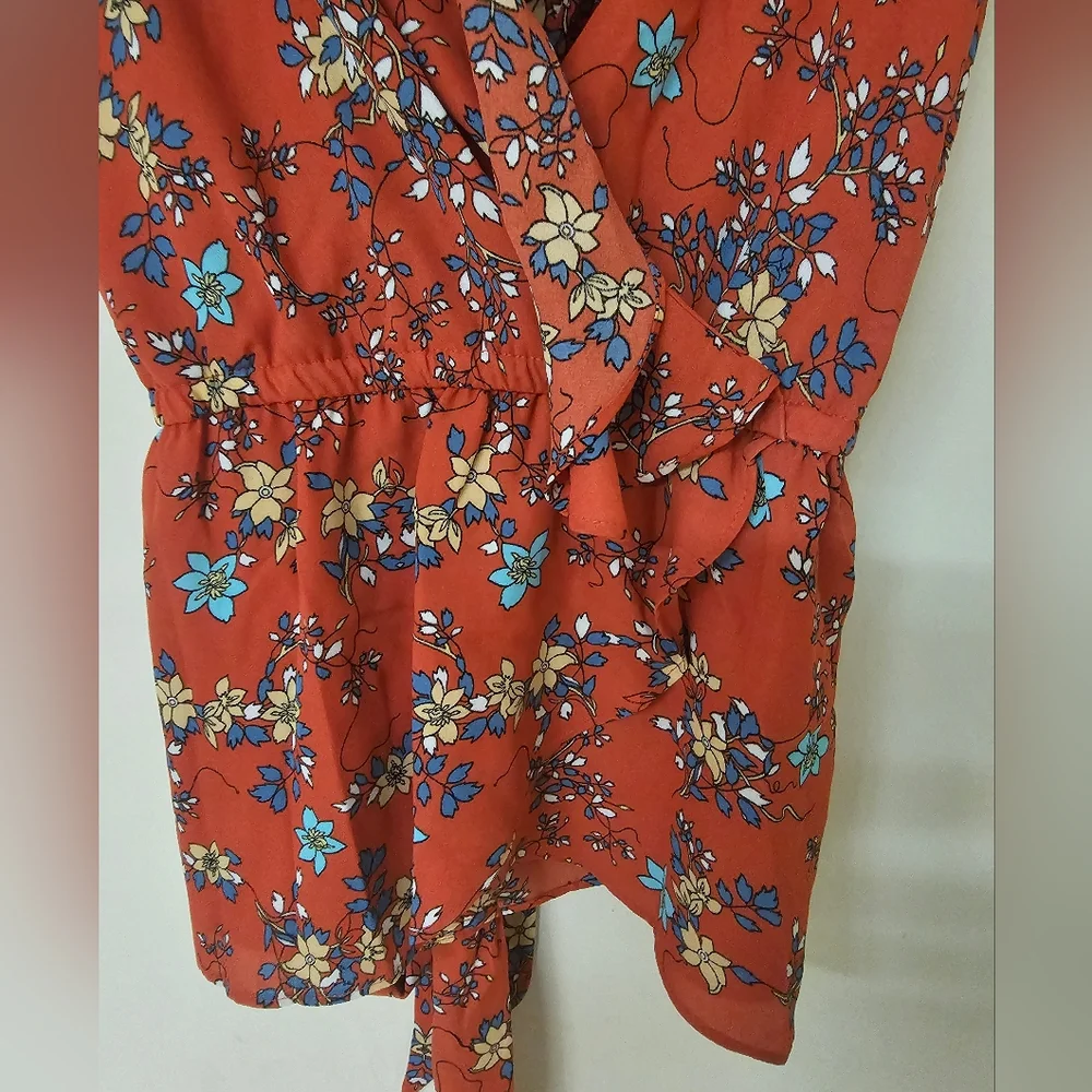 Max Studio Floral Burnt Orange Sleeveless Top Size L - Picture 3 of 5